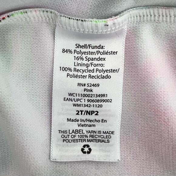 Wonder Nation Girls Swimsuit Size 2T One Piece Rashguard Neon Tropical Floral - Picture 5 of 5